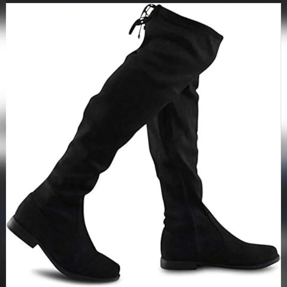 Wild Diva Women's Black Faux Suede Over-the-Knee Boots Size 7