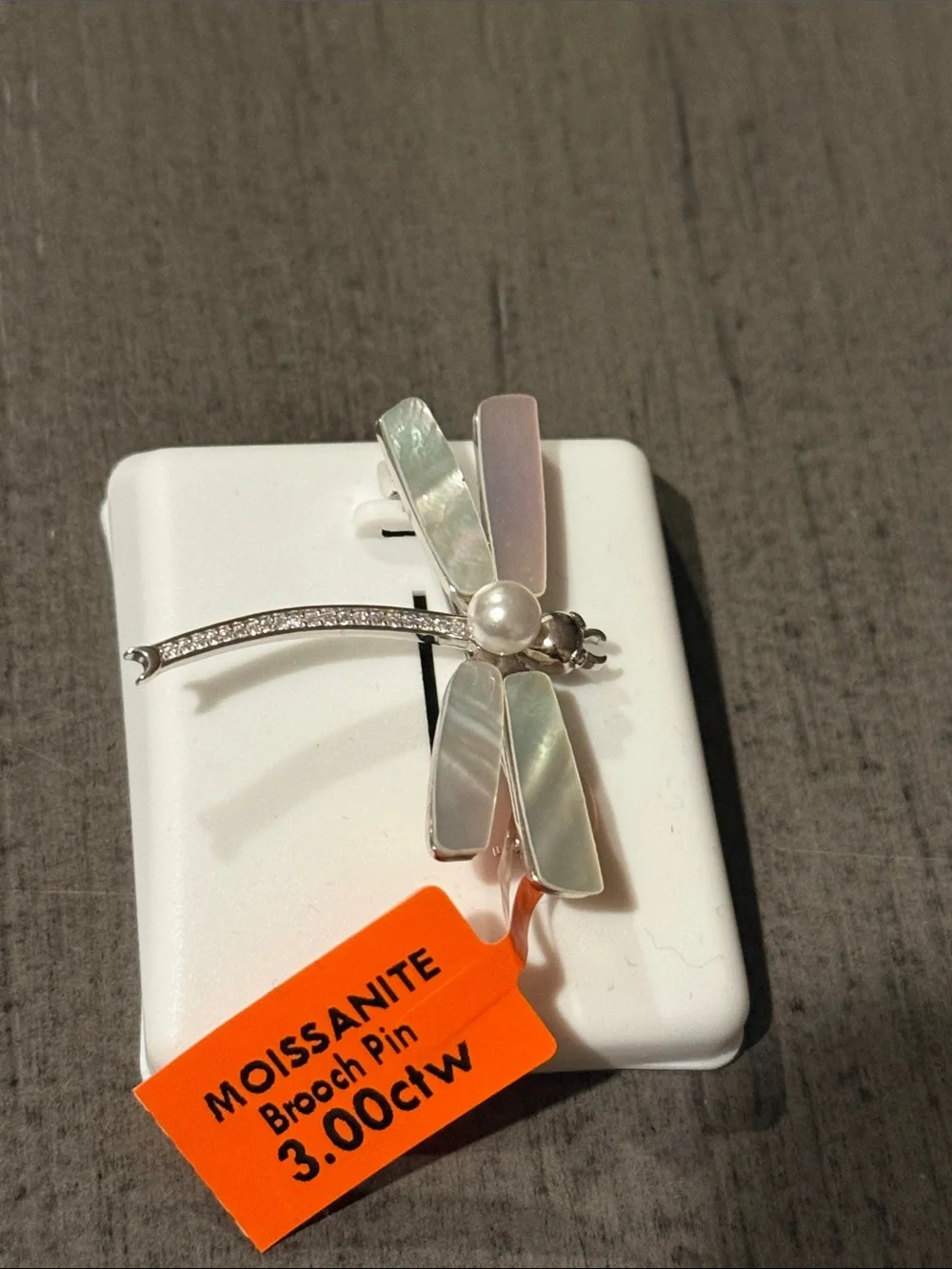 Pearl & Mother-of-Pearl Dragonfly Brooch Pin - 925 Silver
