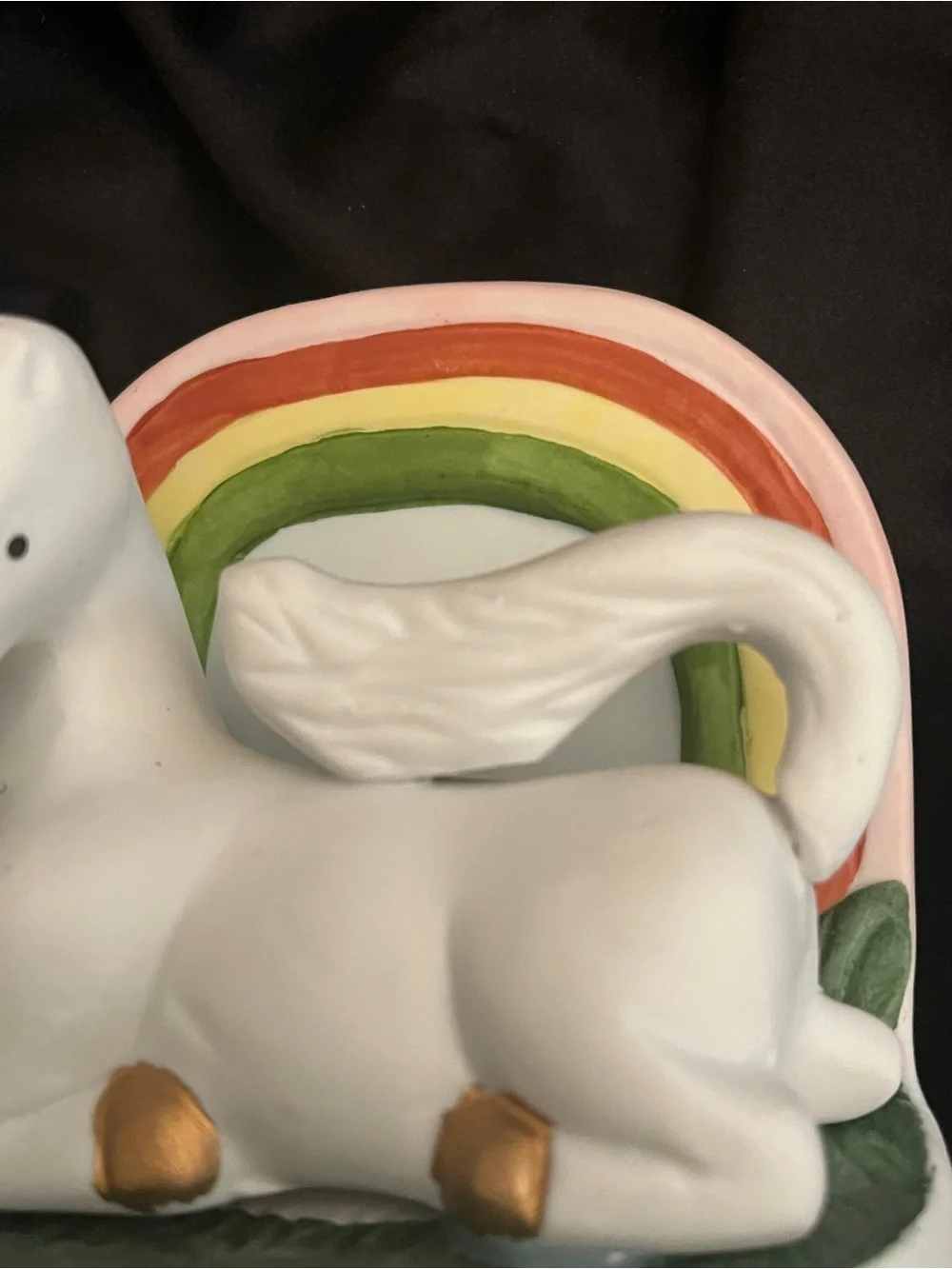 Vintage Unicorn Rainbow Rotating Music Box Figurine – Pastel Floral Nursery Deco