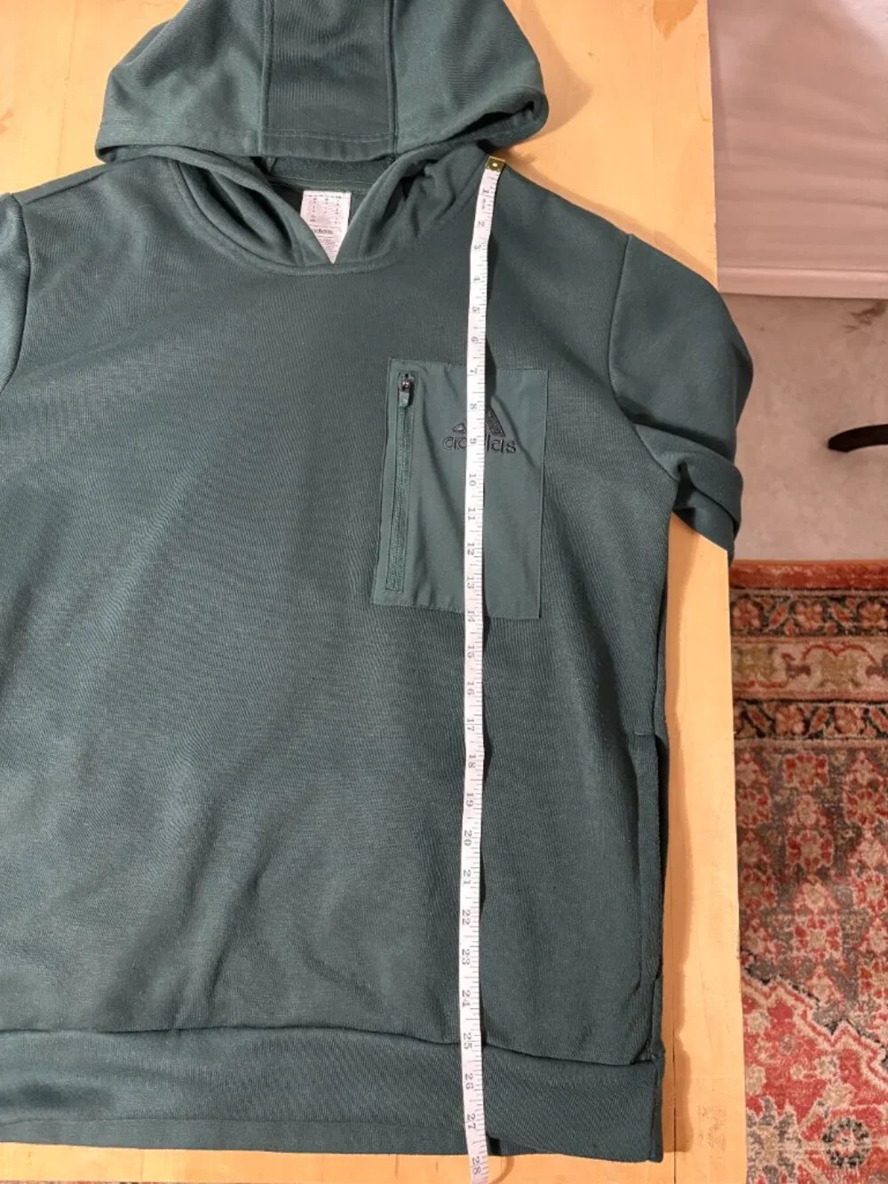 Adidas Men’s Forest Green Zip Pocket Fleece Hoodie M