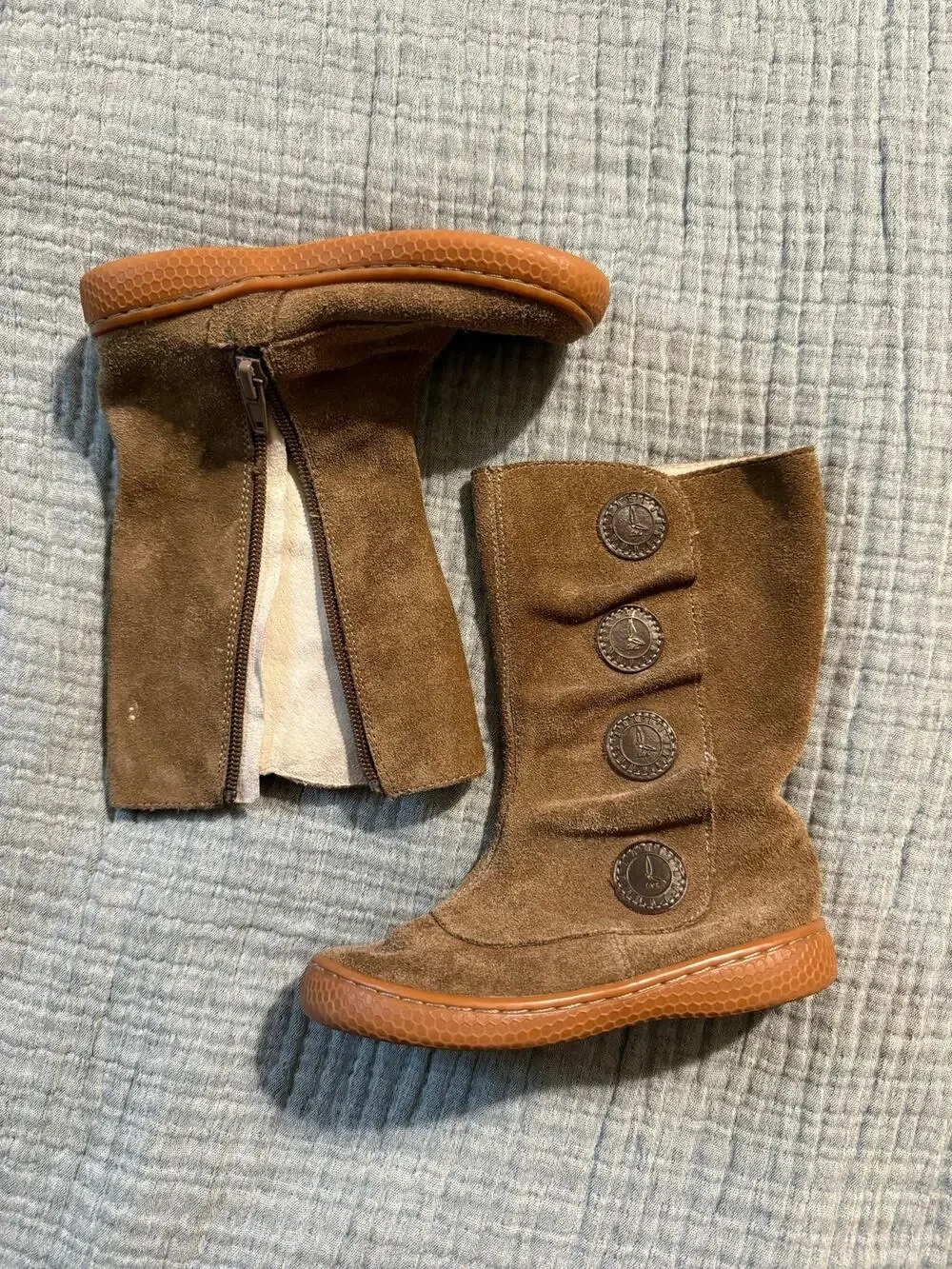 Livie & Luca Suede Boots Toddler Size 9 Brown Zip Up Button Shoes Baby