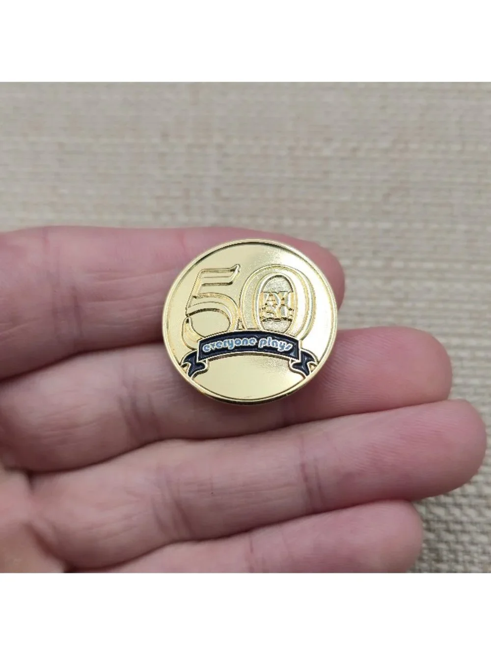 AYSO 50th Anniversary Everyone Plays Enamel Pin | Soccer Milestone Badge A8517