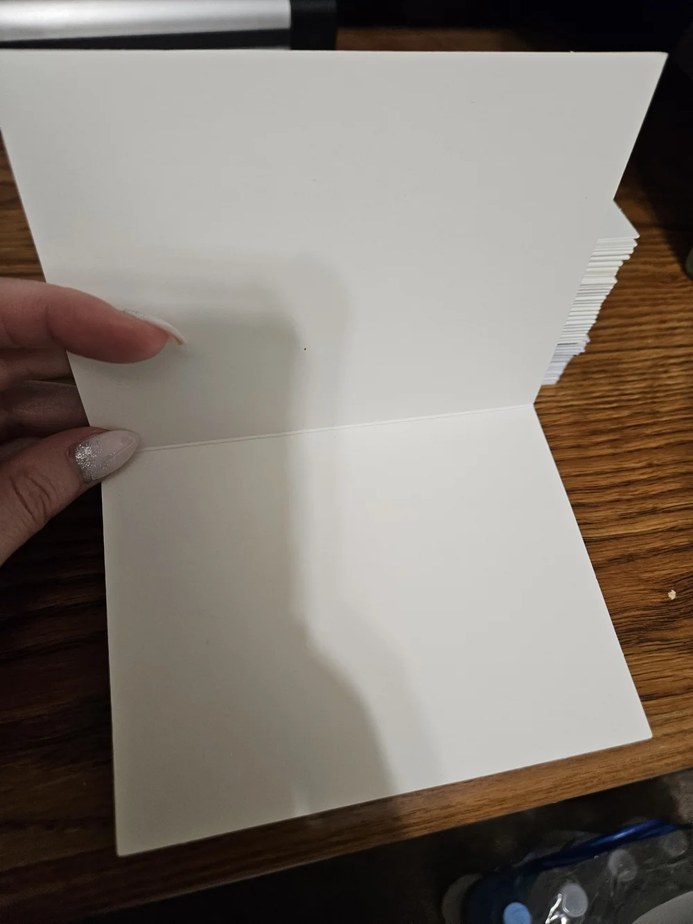 Thank You Folded Card with Silver Script - White
