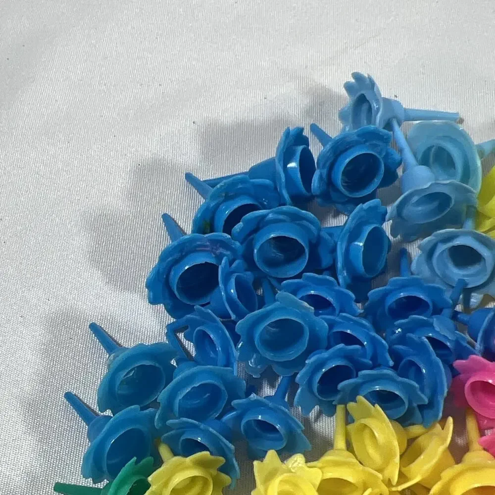 Vintage Cake Candle Holders Petal Flowers Multicolor Pink Blue Yellow Green 90+