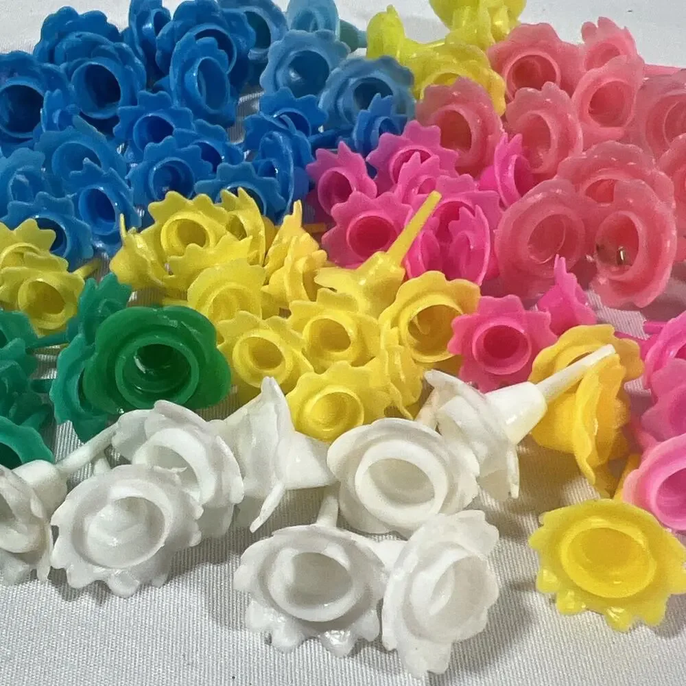 Vintage Cake Candle Holders Petal Flowers Multicolor Pink Blue Yellow Green 90+