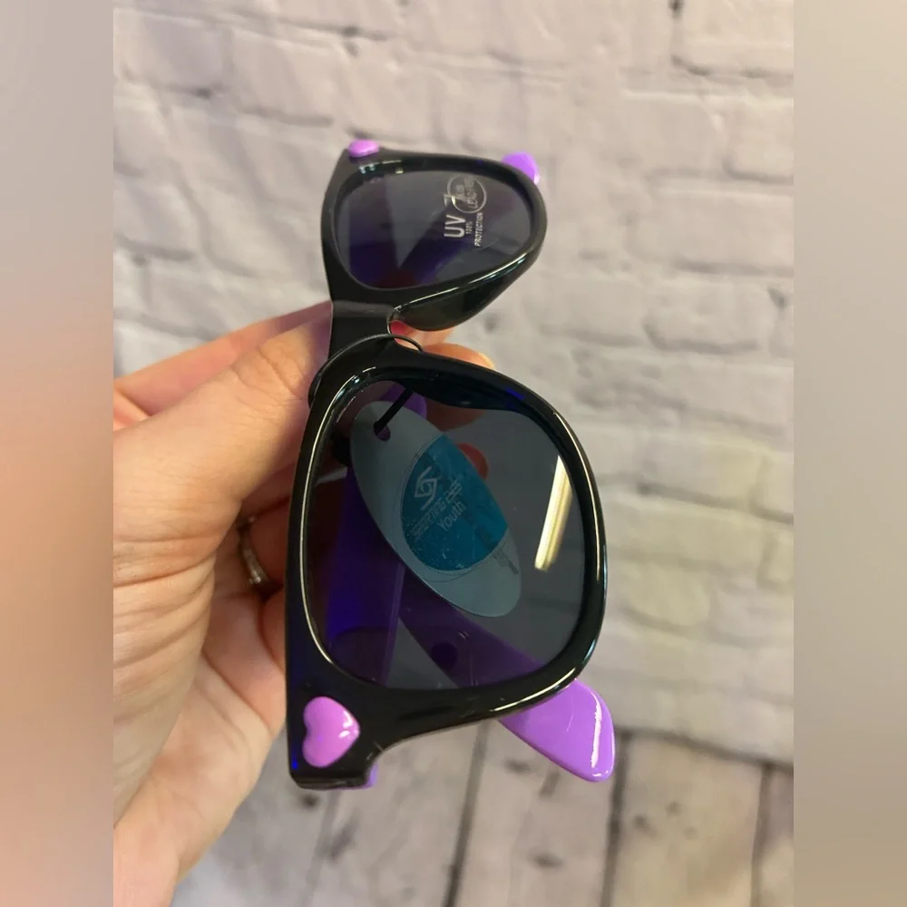 5/$20 Sporting Eyes Youth Girls Purple Gingham Hearts Sunglasses Summer Eyewear‎
