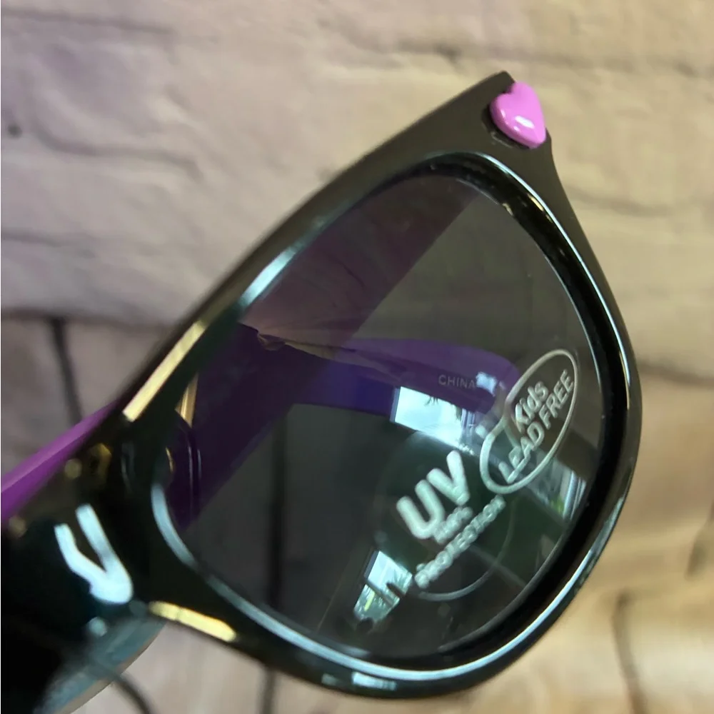 5/$20 Sporting Eyes Youth Girls Purple Gingham Hearts Sunglasses Summer Eyewear‎