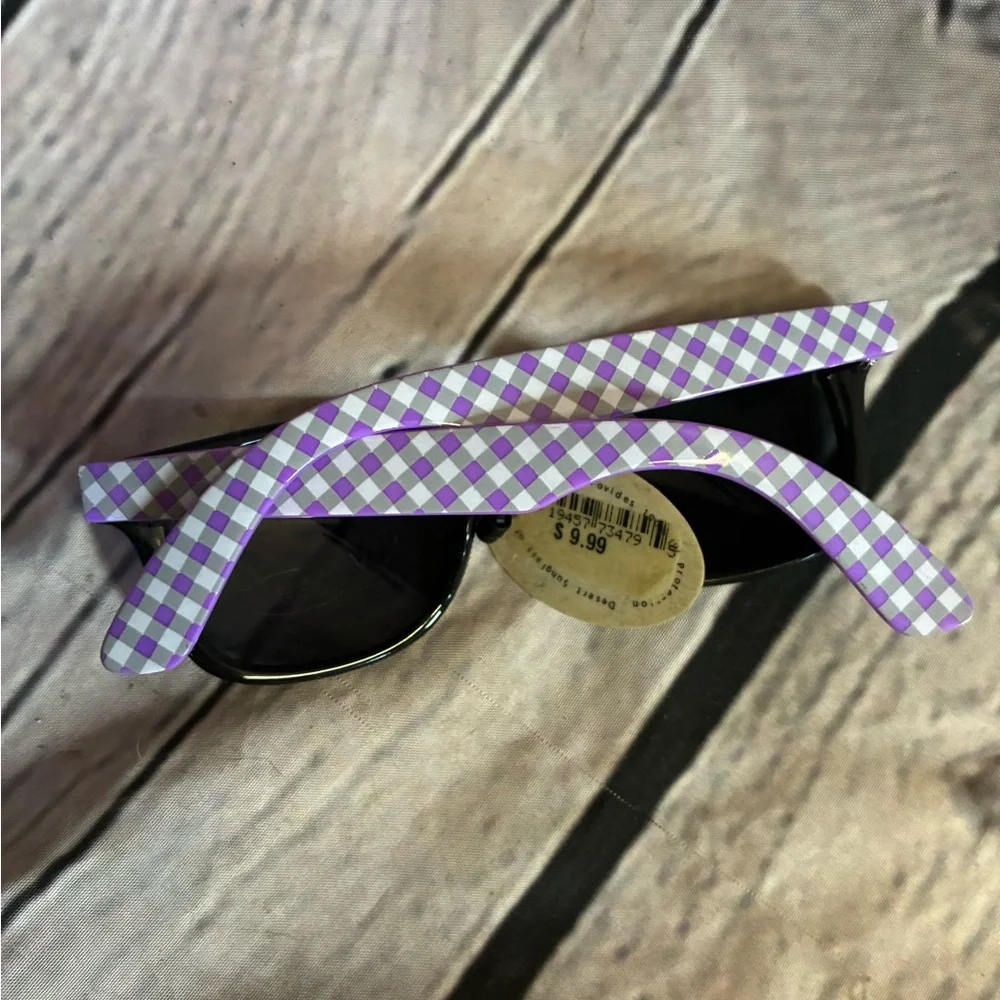 5/$20 Sporting Eyes Youth Girls Purple Gingham Hearts Sunglasses Summer Eyewear‎