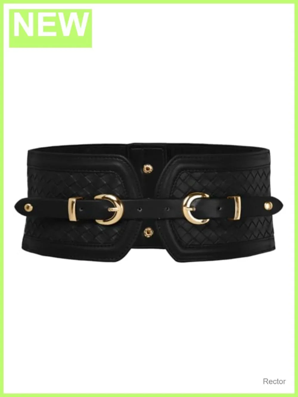 Wide Corset Belt Elastic Stretchy Waspie Waist Belt Faux Leather