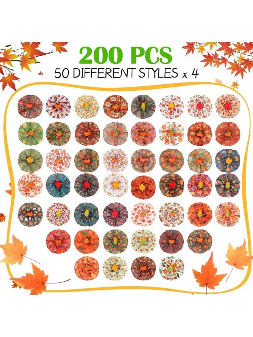 200 Pcs Fall Dog Collar Flower Charms & Bow Ties - Thanksgiving Pet Accessories