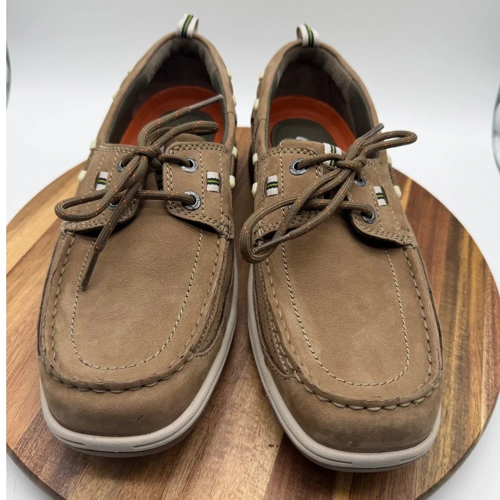 Clarks Unstructured Men's 9W Annapolis Boat Shoes Taupe Nubuck Leather‎ 0726