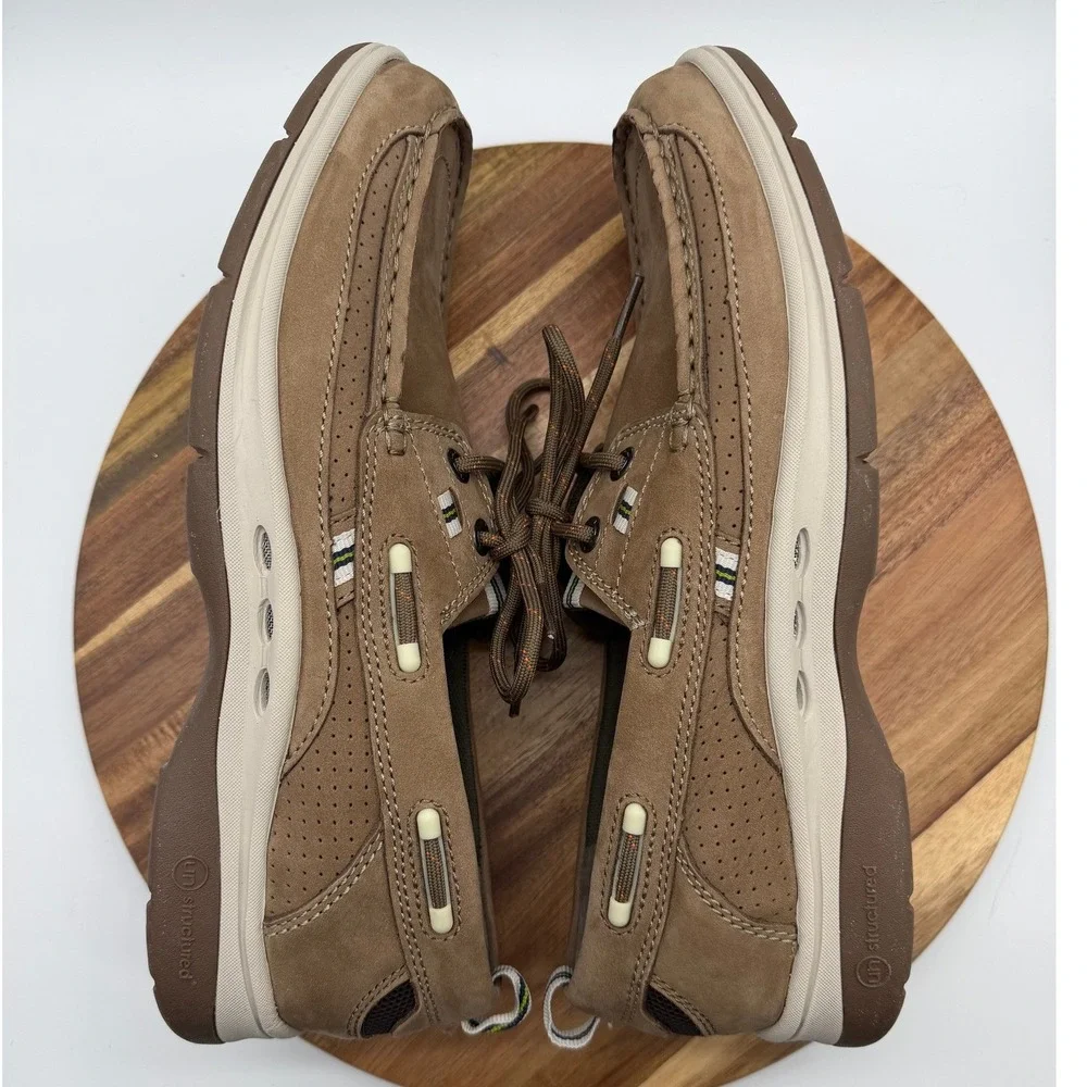 Clarks Unstructured Men's 9W Annapolis Boat Shoes Taupe Nubuck Leather‎ 0726