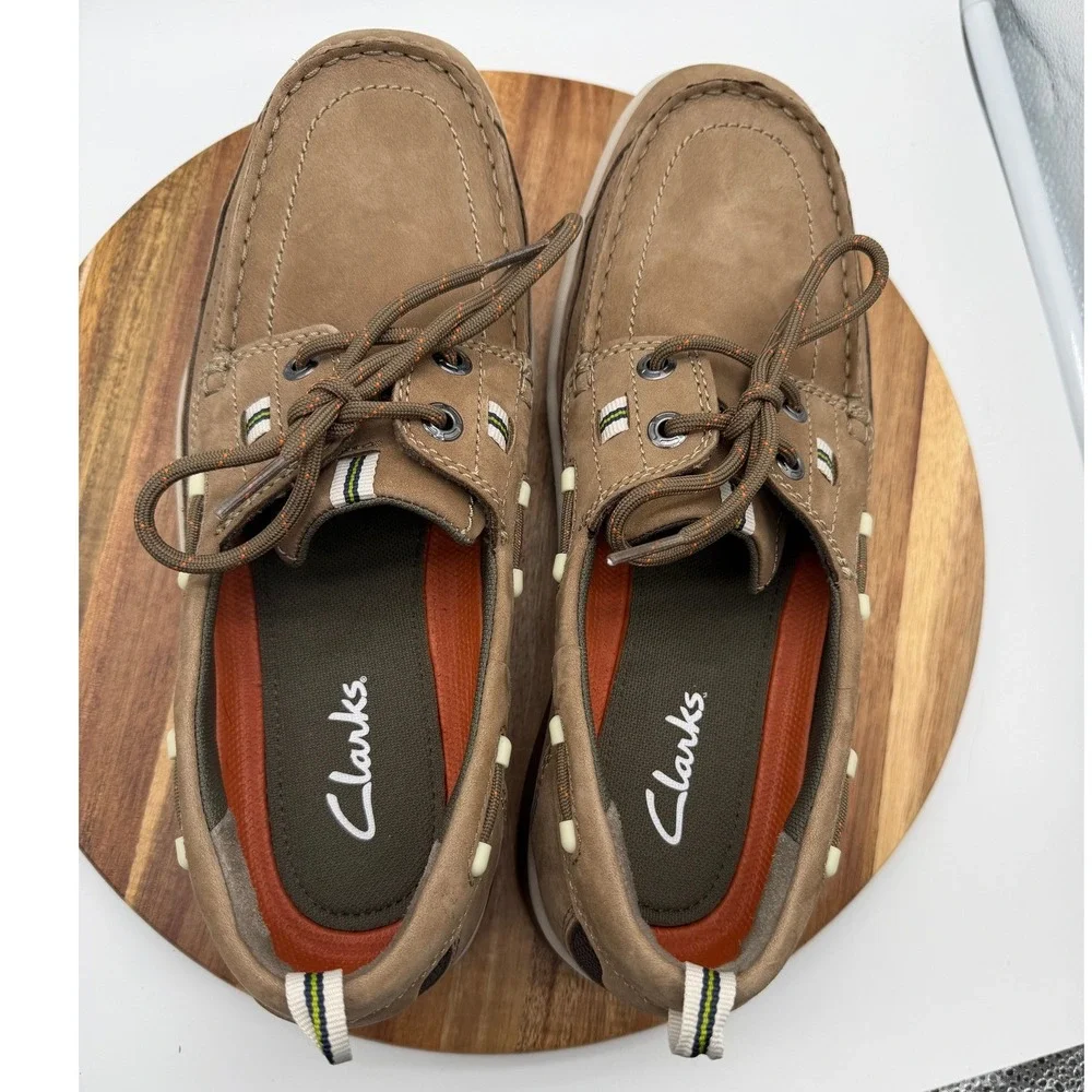 Clarks Unstructured Men's 9W Annapolis Boat Shoes Taupe Nubuck Leather‎ 0726