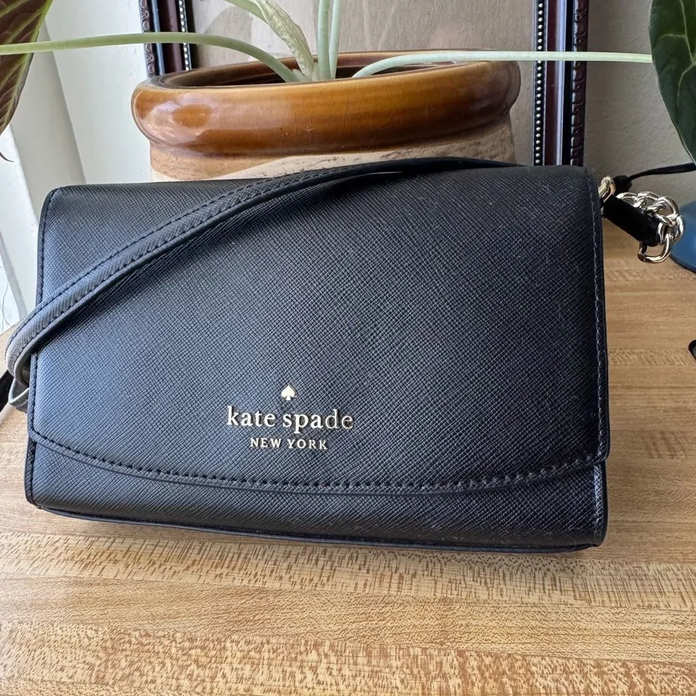 Kate Spade Black Crossbody Bag with Flap Closure