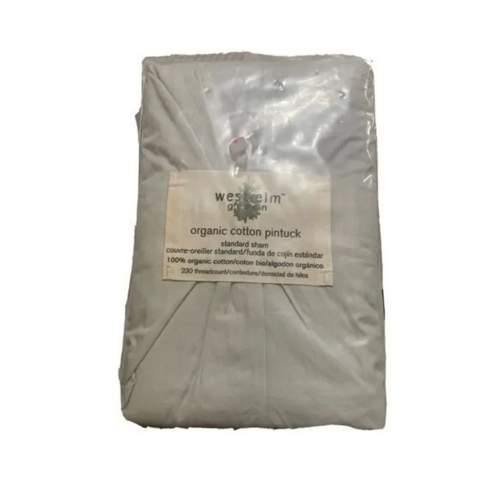 West Elm Green Organic Cotton Standard Pillow Sham Sea‎ Light Blue NEW