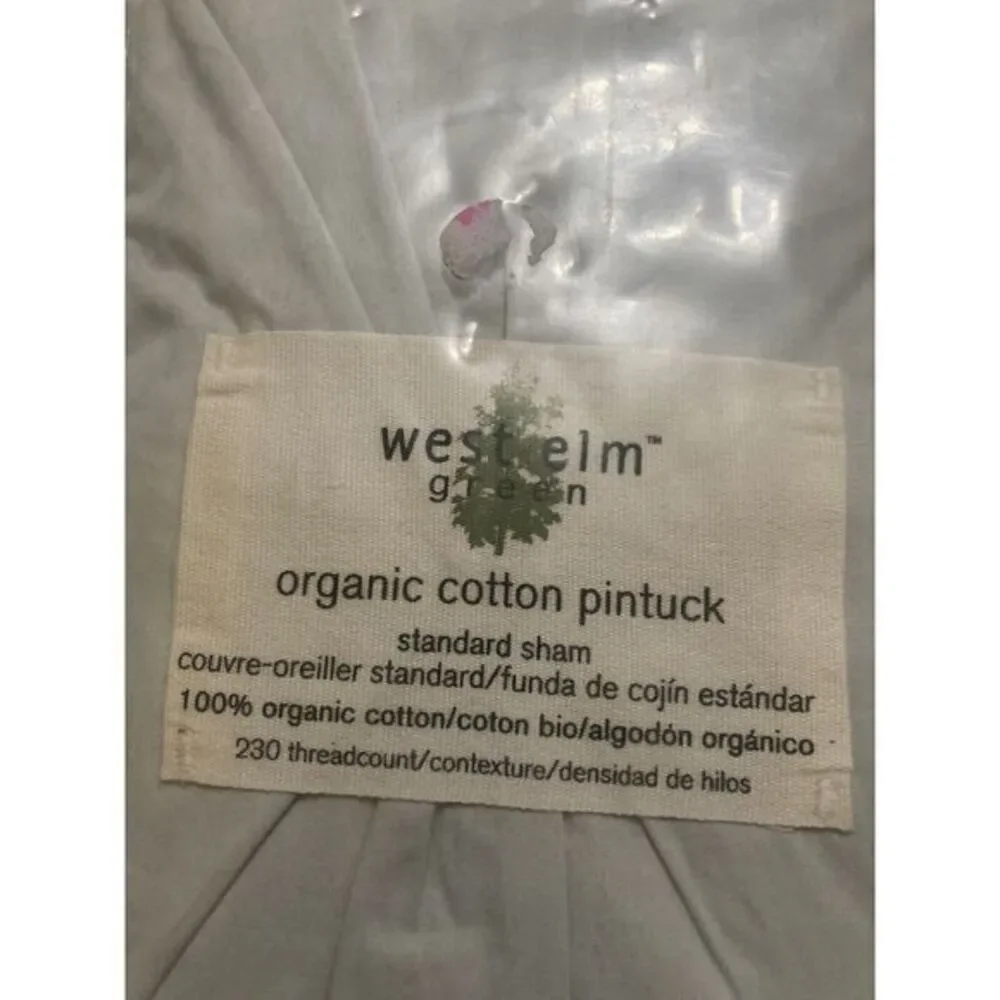 West Elm Green Organic Cotton Standard Pillow Sham Sea‎ Light Blue NEW