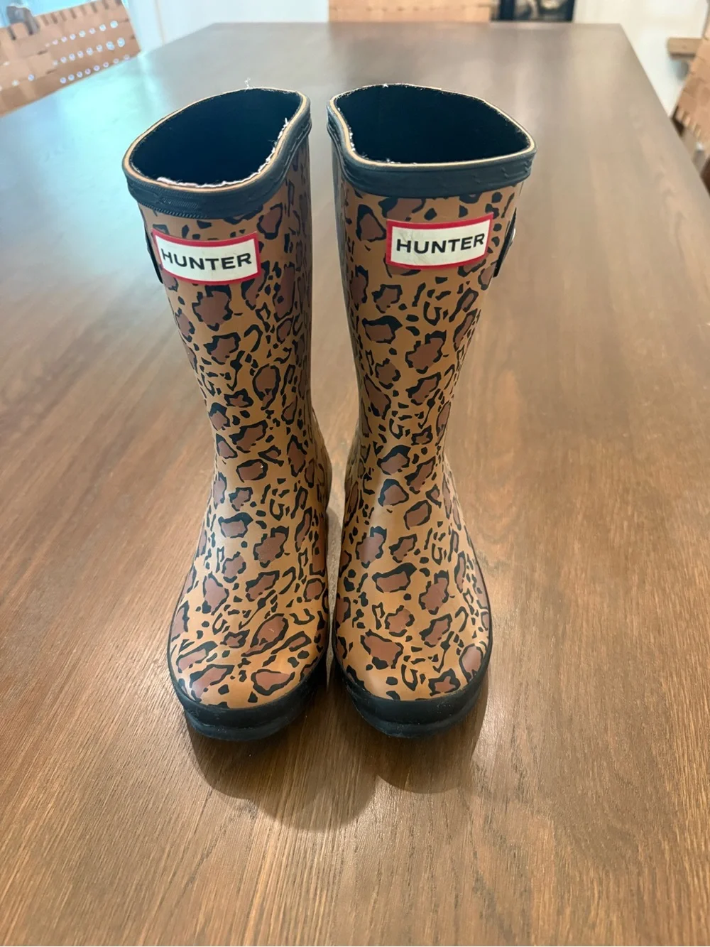 Hunter Kids Leopard-Pattern Rain Boots - Brown & Black