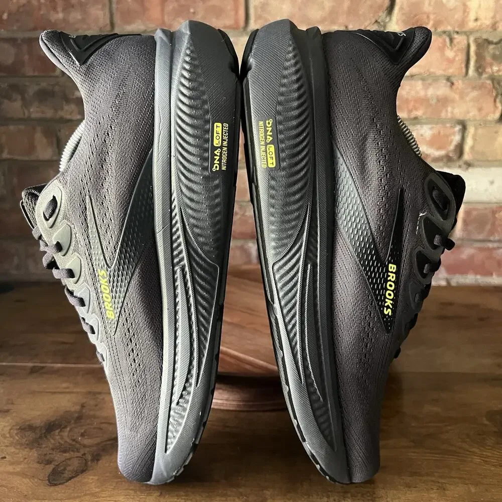 Brooks Ghost 17 Black Yellow Running Neutral Cushion Shoes Sneakers Men's 13