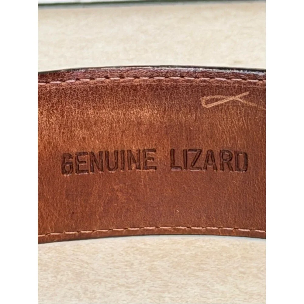 Polo RALPH LAUREN Genuine Lizard Belt & Buckle Brown USA Sz 28 Mens