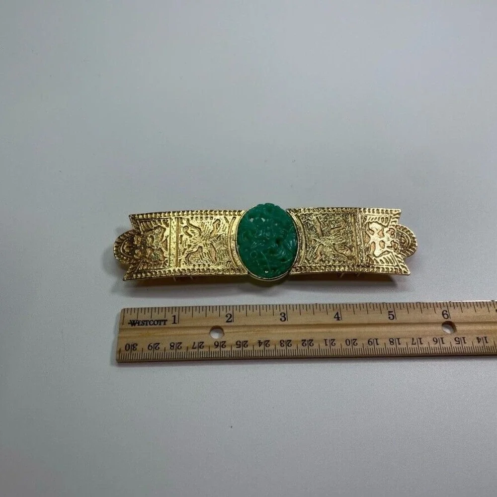 Gay Bover Designer Belt Buckle Gold-Tone‎ w/Asian Flair 1980's Takes 1.25