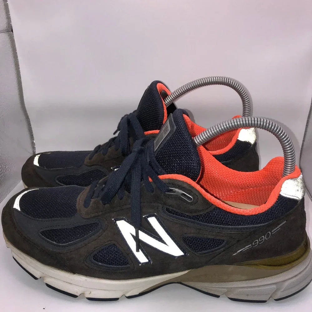 New Balance 990v4 Made in USA Brown Navy‎ Orange M990sb4 Mens Running Shoes