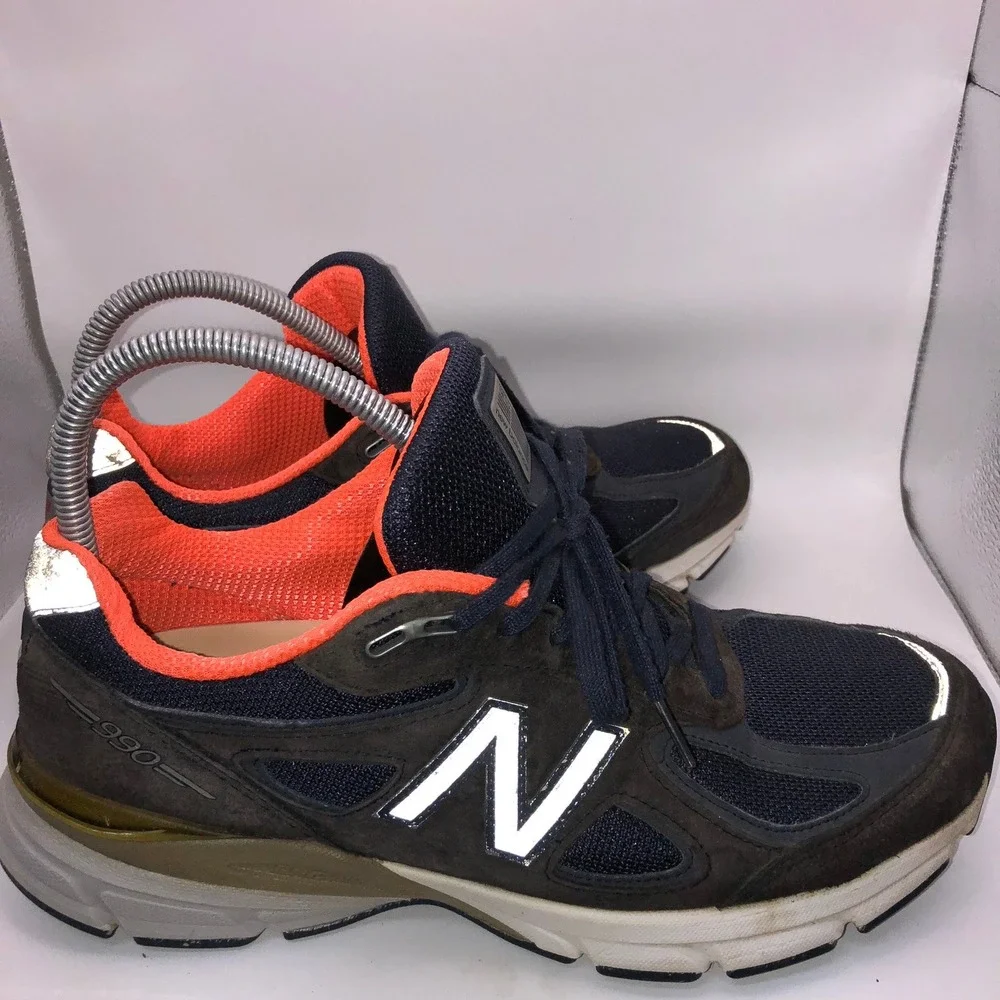 New Balance 990v4 Made in USA Brown Navy‎ Orange M990sb4 Mens Running Shoes