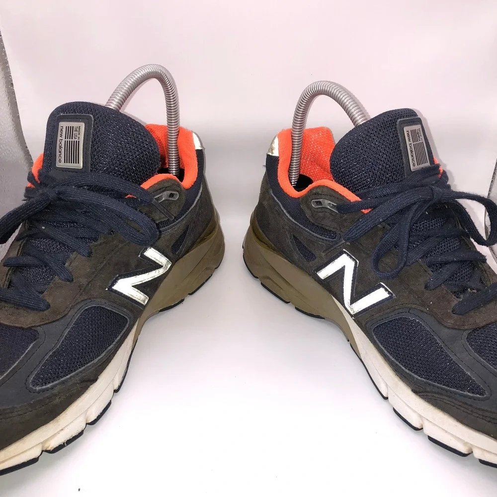New Balance 990v4 Made in USA Brown Navy‎ Orange M990sb4 Mens Running Shoes