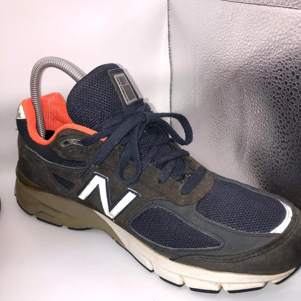 New Balance 990v4 Made in USA Brown Navy‎ Orange M990sb4 Mens Running Shoes