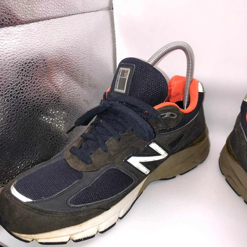 New Balance 990v4 Made in USA Brown Navy‎ Orange M990sb4 Mens Running Shoes