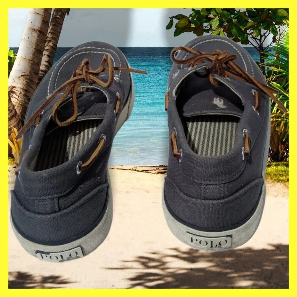 Polo Ralph‎ Lauren Franz Men’s Gray Lace Up Oxford Boat Shoes Size 10 D