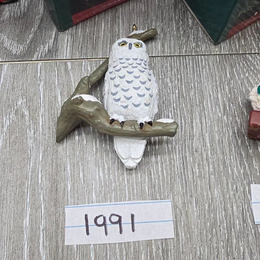 Vintage Hallmark Owl Ornament Lot 1983-1994 Owliver Series Christmas Boxed 9pc‎