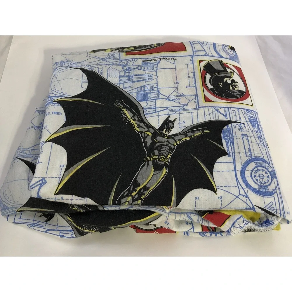 The‎ Bibb Company Batman Returns Fitted Sheet Twin Blue White 1992 Vintage Print