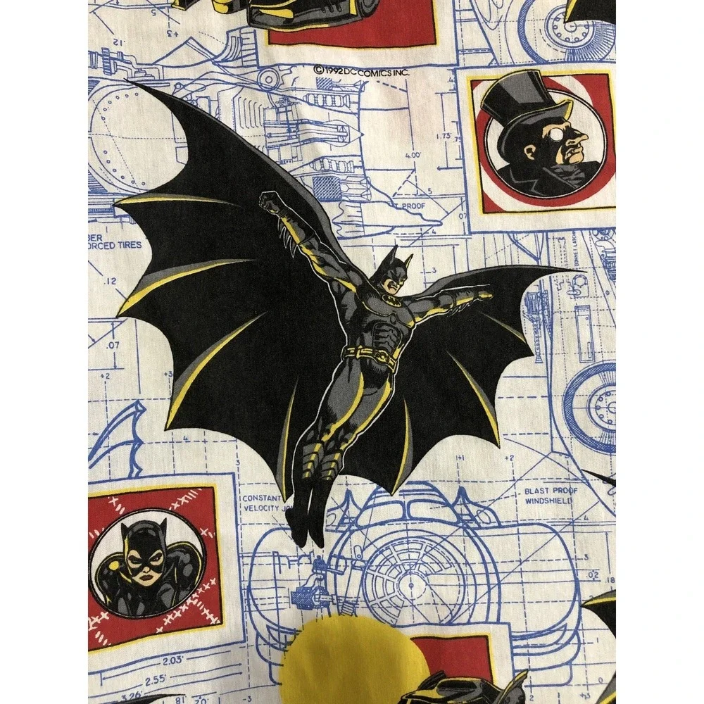 The‎ Bibb Company Batman Returns Fitted Sheet Twin Blue White 1992 Vintage Print