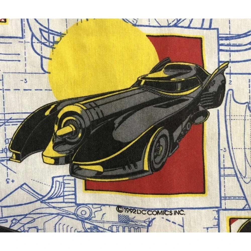 The‎ Bibb Company Batman Returns Fitted Sheet Twin Blue White 1992 Vintage Print