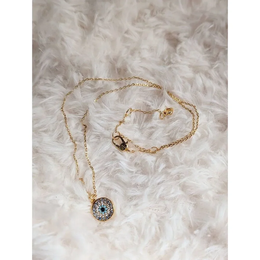 KATE SPADE NY All Seeing Evil Eye Pave Pendant Necklace