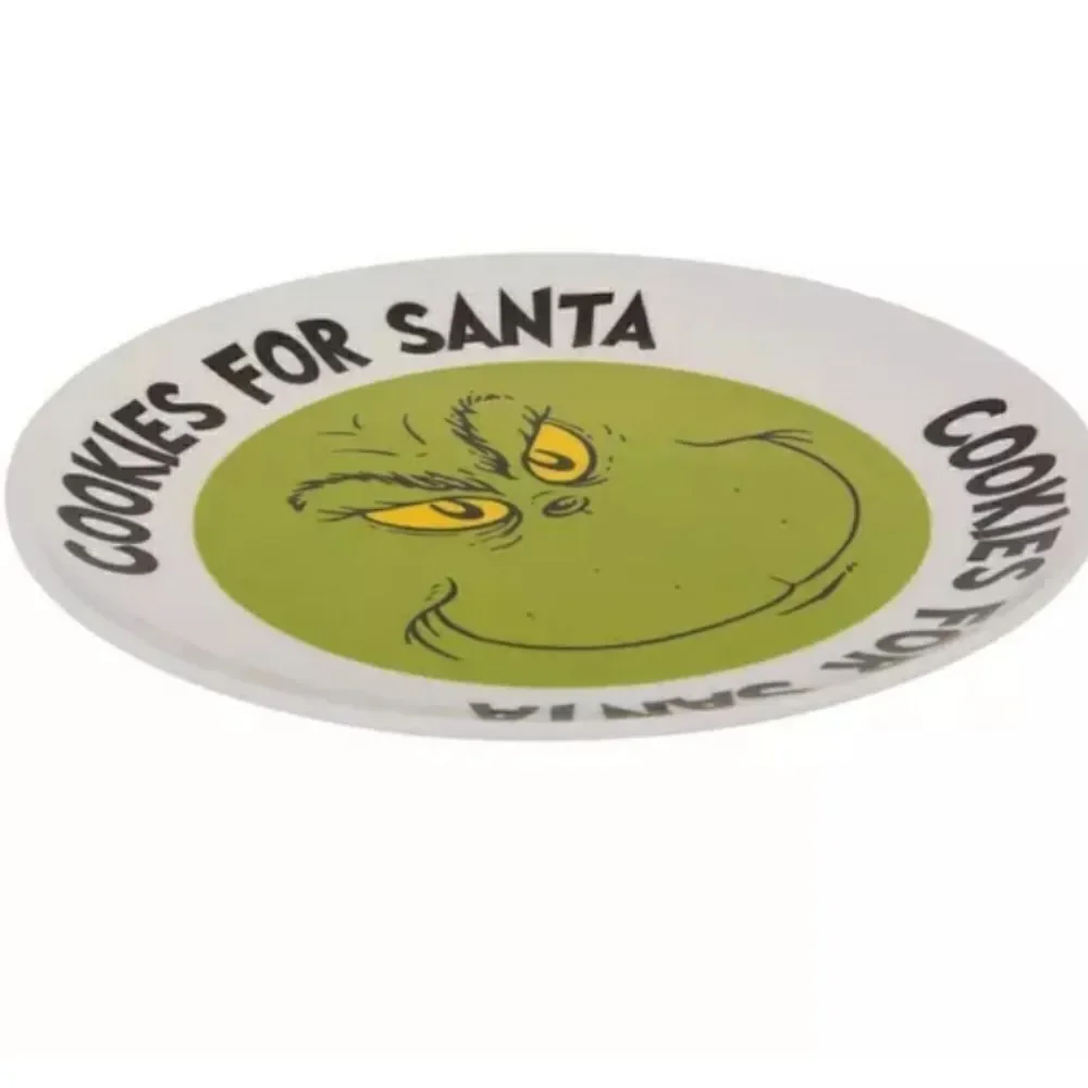 Nwt Christmas Cookies For Santa Grinch Plate