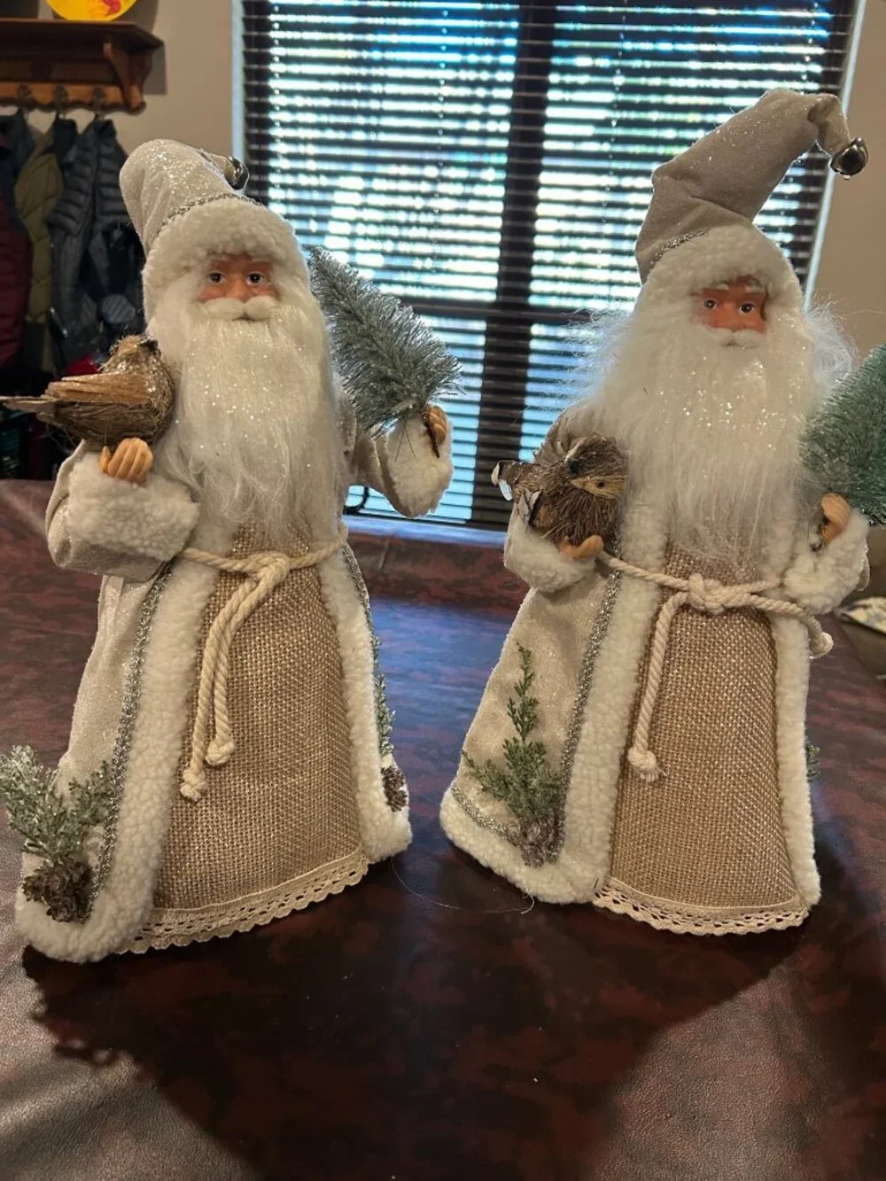 Two Christmas Santa Claus Tall Figures