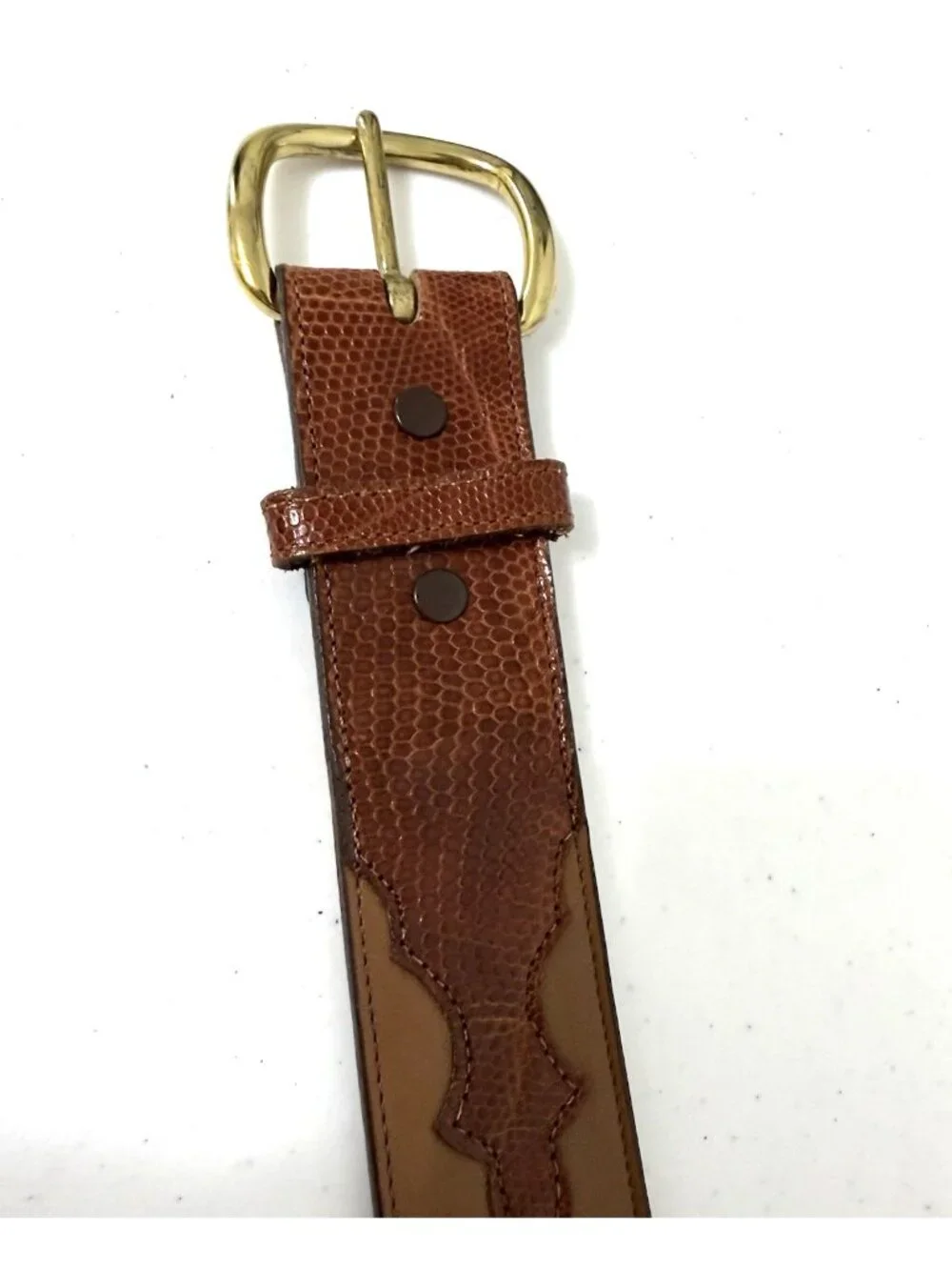 Justin Leather Western Belt Tan/Brown Buckle Size 42