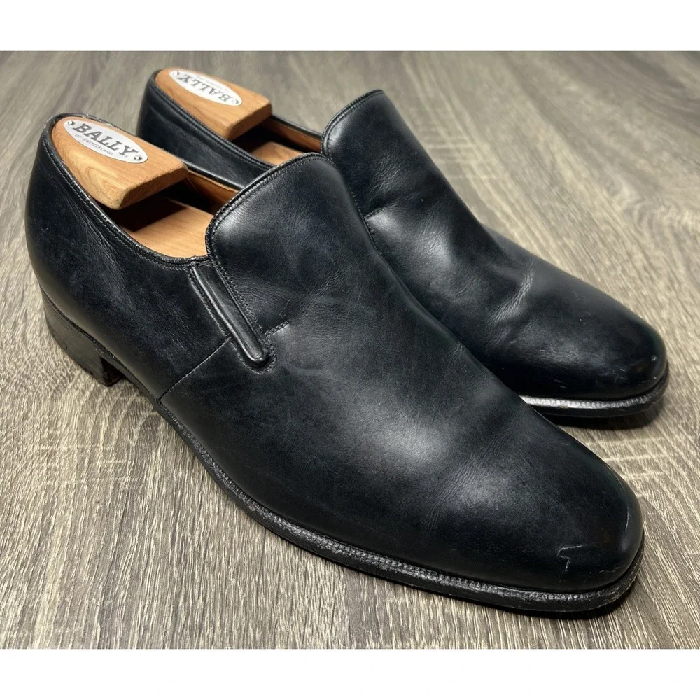 CHURCH'S Ambrose Black Leather Loafers Stretch Slip On Size UK 8.5 F / US 9.5