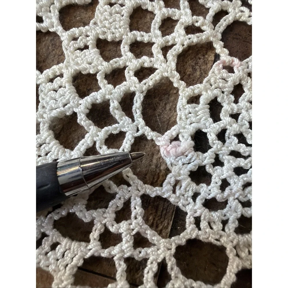 Hand Crochet Doily Lot of 3 Off White Lace Table Topper Runner Star Vtg 6-20
