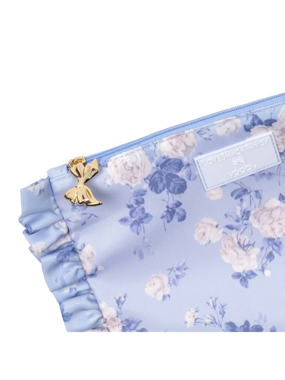 NWT LoveShackFancy x Target Yoobi Everblooming Rosettes Flat Zip Pencil Case 🩵