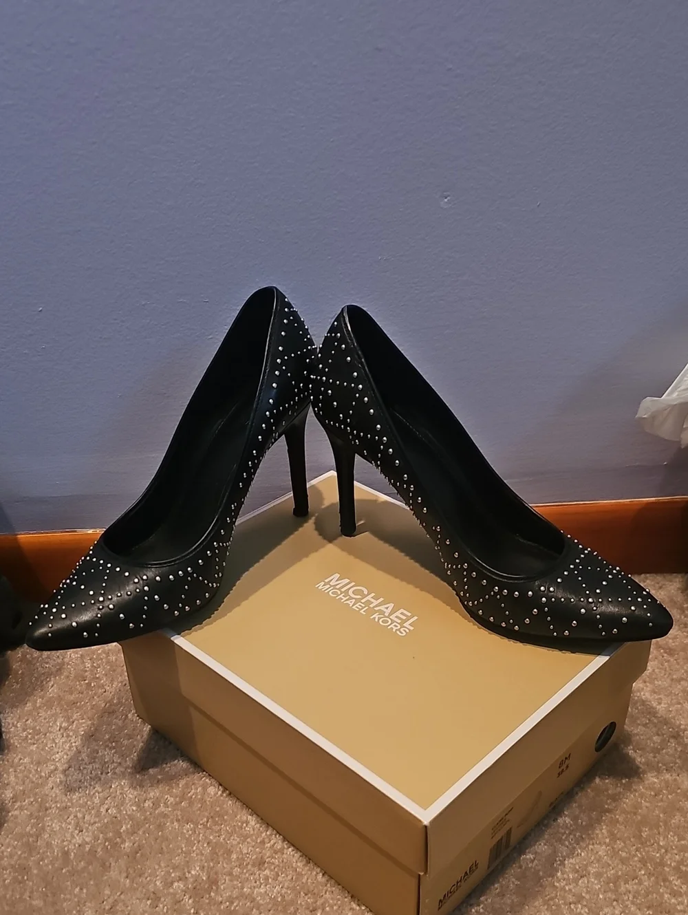 Michael Kors Black Studded Pointed Pumps