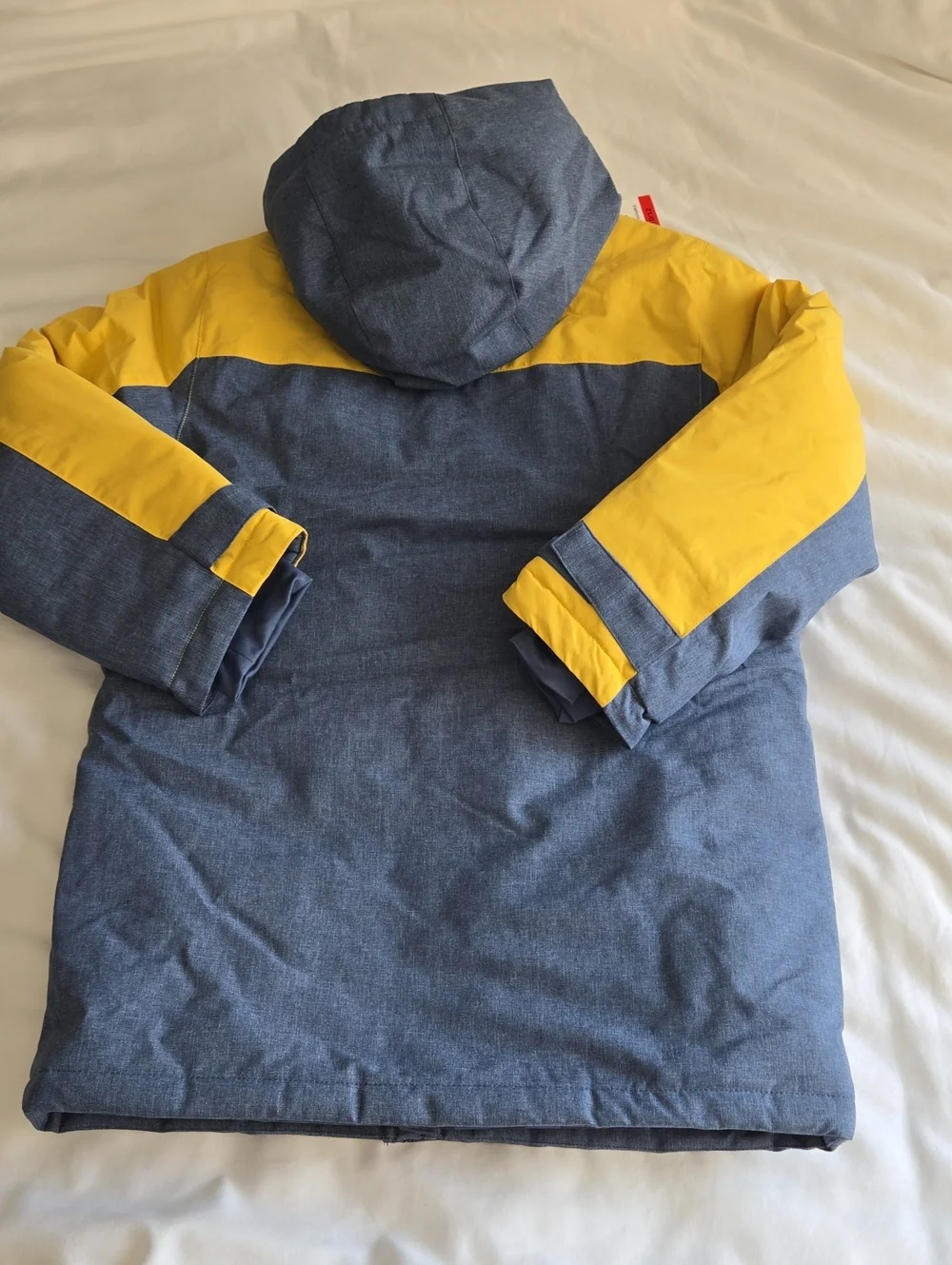Quiksilver Youth Kids Blue Yellow Checkerboard Lined Hooded Parka Puffer Jacket