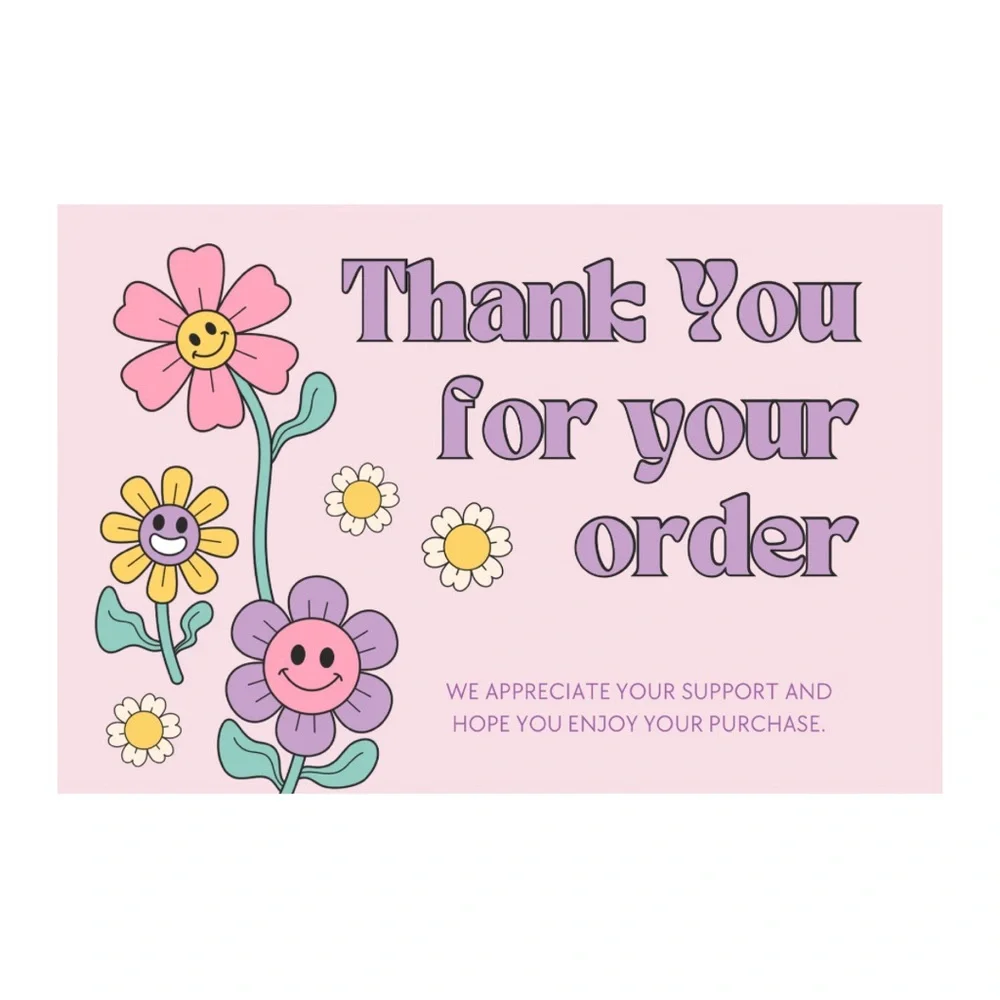 5/$25 Set of 10 Hand Crafted Thank You Cards - Pink and Purple