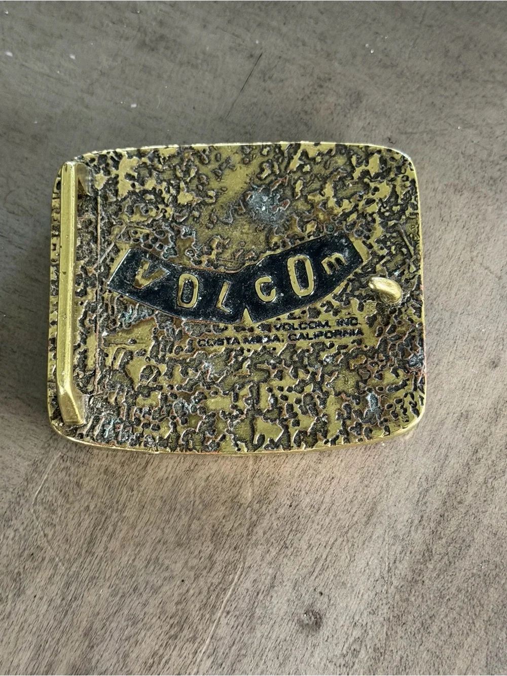 Vintage VOLCOM Stone Belt Buckle Y2K Skate Surf Snowboard Brass Logo 3” Rare
