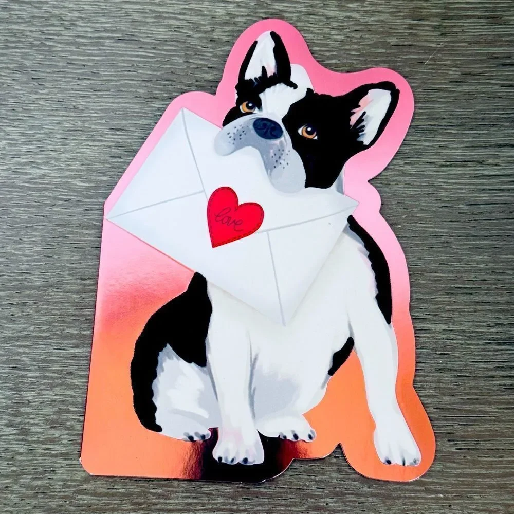 Valentine Boston Terrier Frenchie Dog Greeting Card