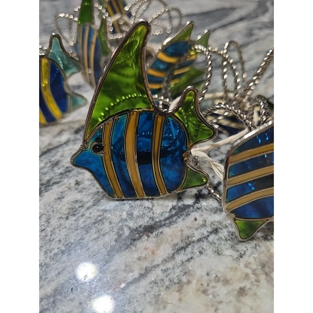 A SCHOOL OF BRIGHLY COLORED TROPICAL FISH NAPKIN RINGS - Set of 12