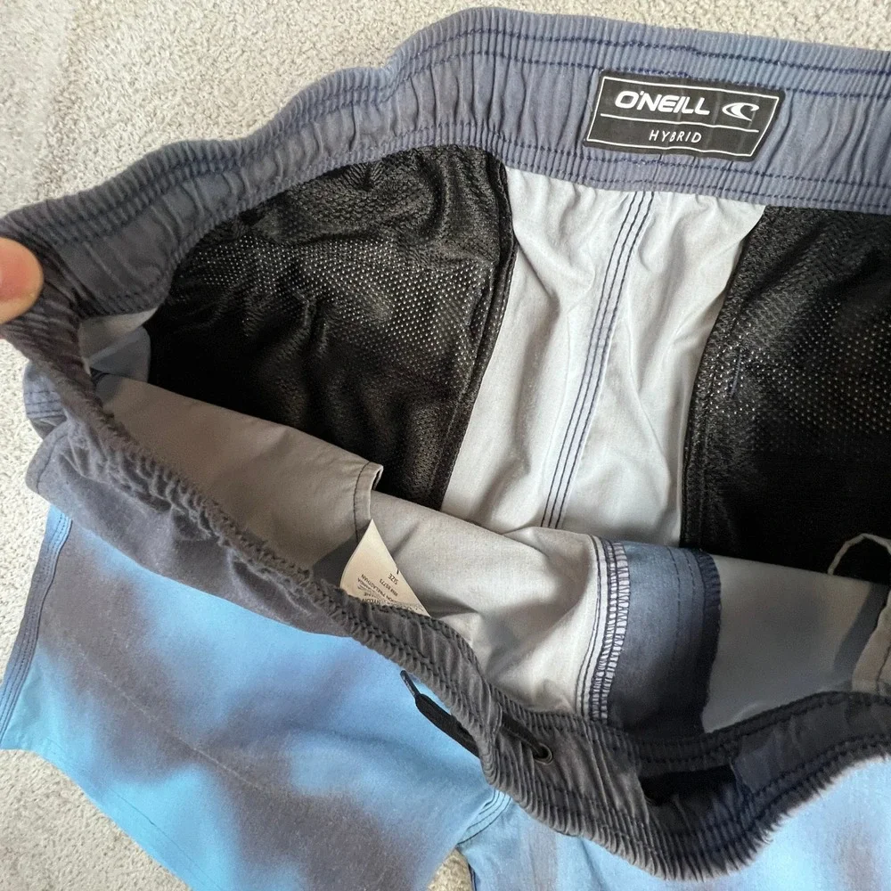 O'Neill Hybrid Board Shorts Mens Large Blue Grey Tie‎ Dye Swim Trunks SP218A005