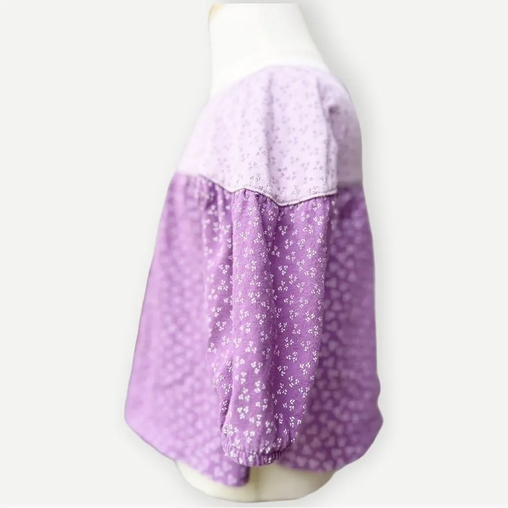 Old Navy Baby Girl Kids Long Sleeve Purple Floral Flowy Cotton Top. 6-12 Months.