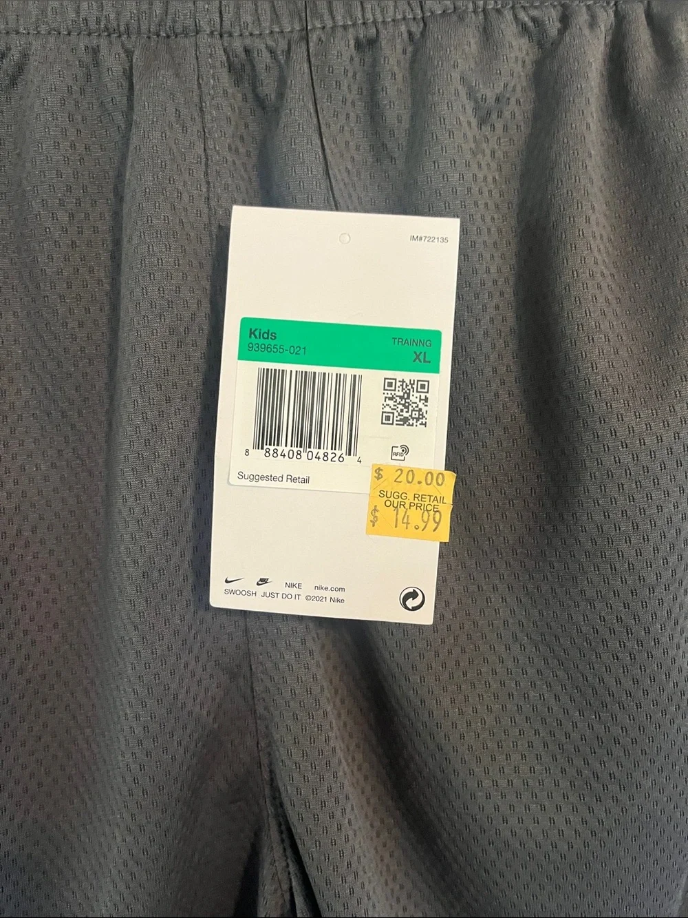Nike Gray Mesh Athletic Shorts with White Trim